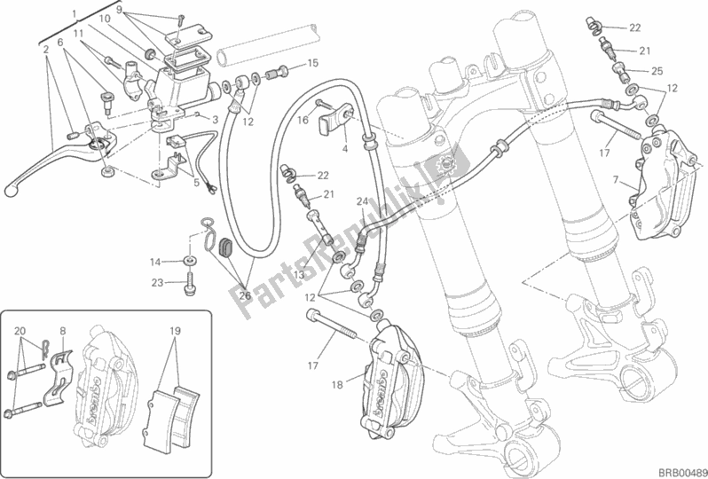 All parts for the Front Brake System of the Ducati Monster 795 EU Thailand 2015